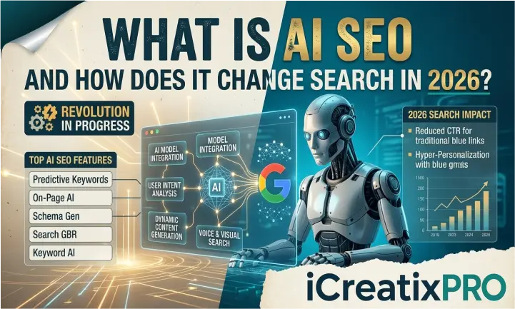 AI SEO in 2026 optimize for Google AI Overviews, ChatGPT, Gemini and Perplexity with entity-first and semantic SEO strategies by iCreatixPRO