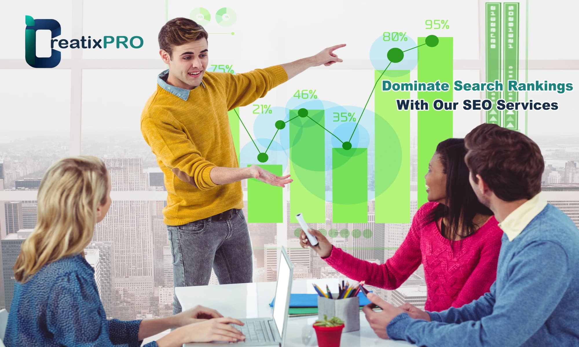 SEO services including keyword research, on-page optimization, technical SEO and link building by iCreatixPRO