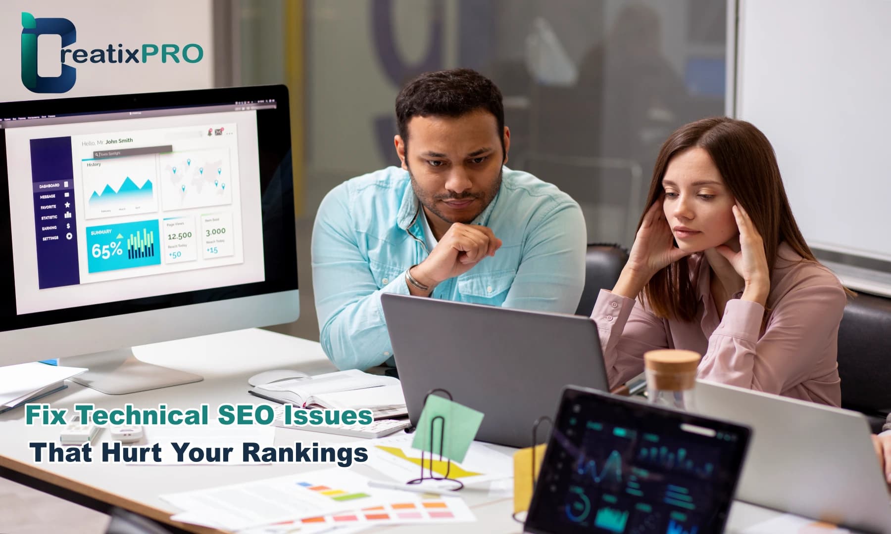 Technical SEO services including site speed optimization, crawl fixes, Core Web Vitals and schema markup by iCreatixPRO